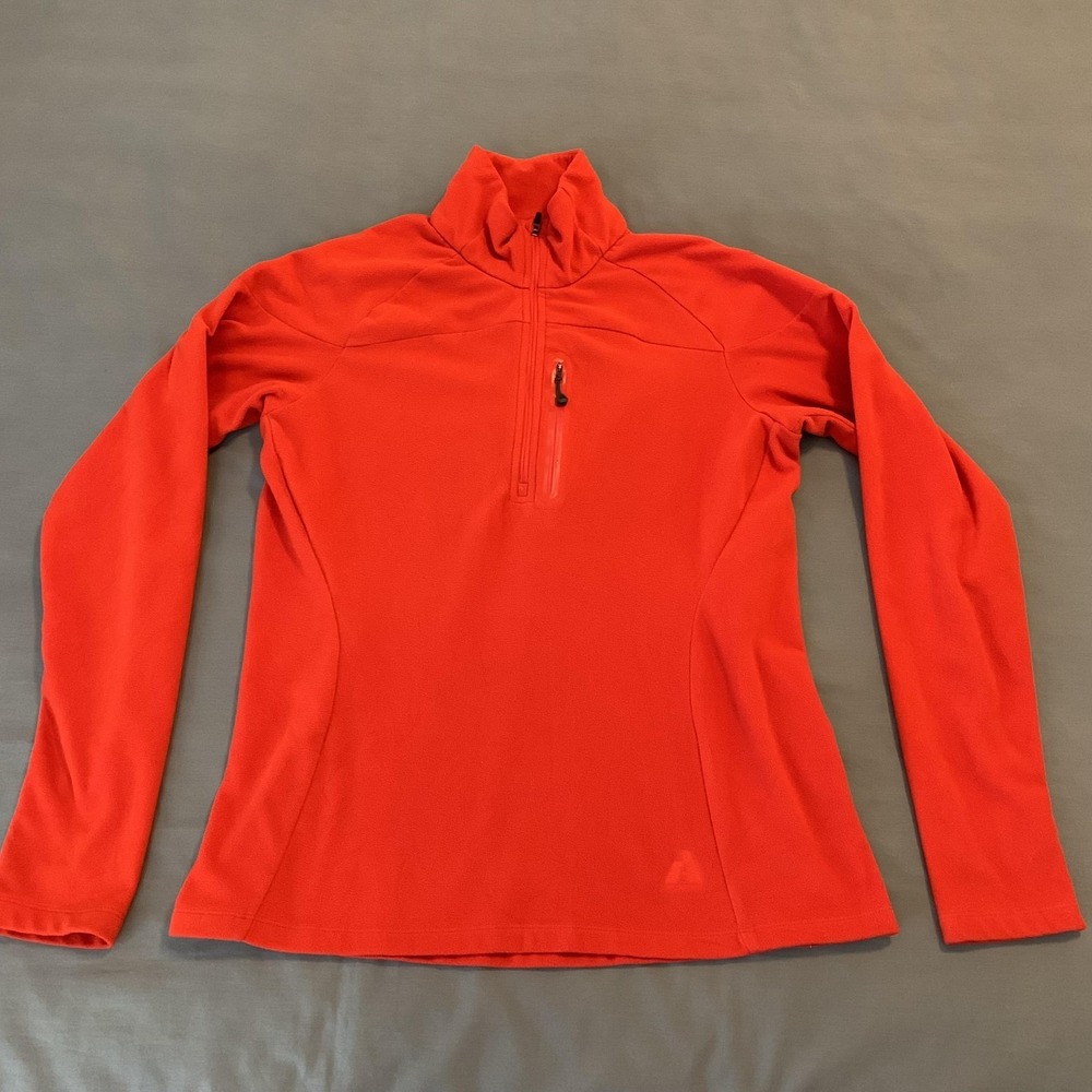 Eddie Bauer First Ascent Pullover Womens Medium Orange Fleece 1/4 Zip Hiking Top